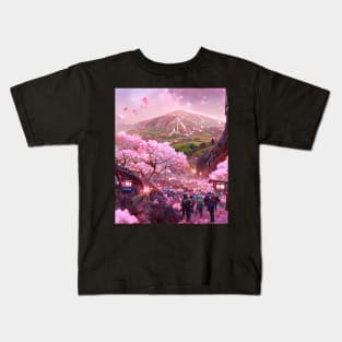 Mount Fuji cherry blossom Kids T-Shirt